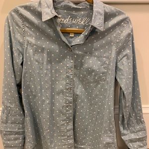 Madewell chambray polka dot button up shirt